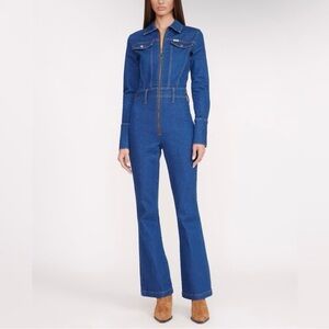STAUD X Wrangler The Body Blue Denim Jumpsuit Size Large